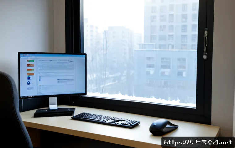 과해동 STATUS_PROTECTION_ERROR - Photorealistic IT support workstation in a compact Korean apartment office, ultrawide monitor showin...