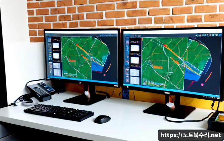 창신동 HARDWARE_INTERRUPT_STORM - Photorealistic IT support workstation in a compact Changsin-dong hillside workshop office, dual moni...