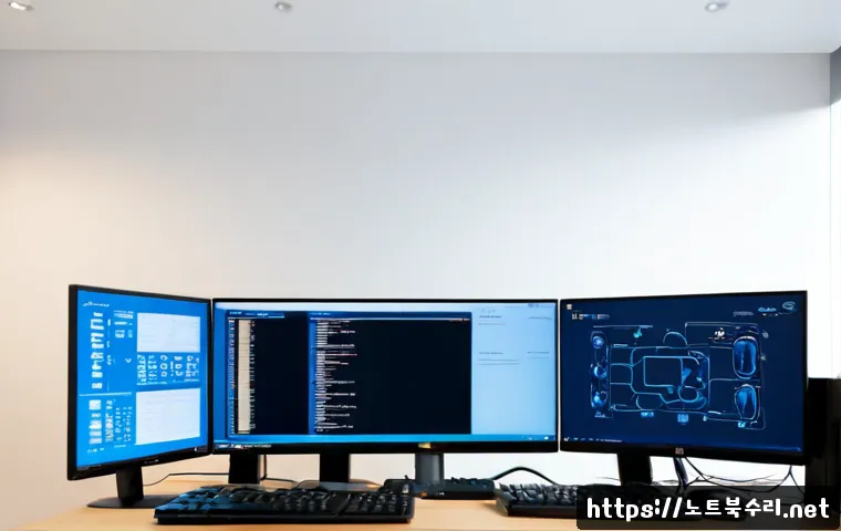 오야동 STATUS_KERNEL_BOOT_DRIVE_ERROR - Photorealistic IT support workstation in a quiet Oya-dong apartment office, dual monitors showing a ...