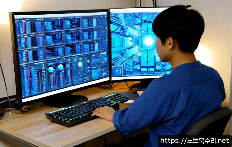 자양동 STATUS_MEMORY_OVERFLOW - Photorealistic remote-support workstation in a compact Jayang-dong apartment office, computer monito...