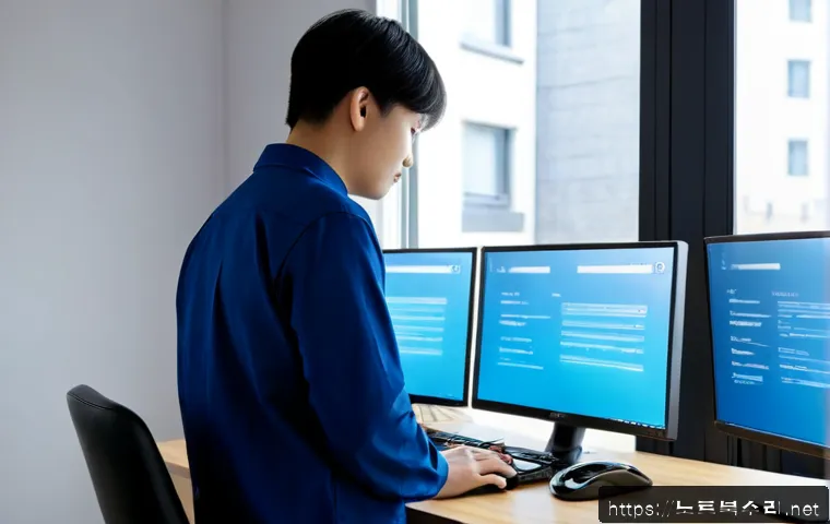 상패동 윈도우10 windows10 재설치 포맷 초기화 - Photorealistic desktop support scene in a compact apartment workspace, technician resetting a Window...