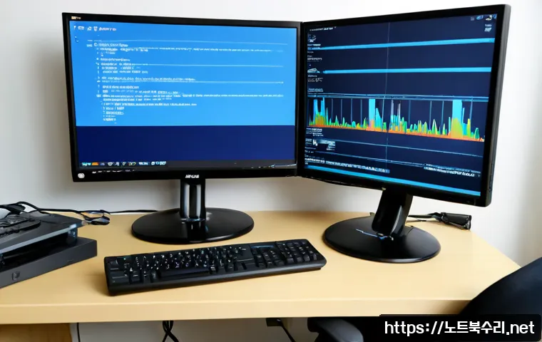토평동 STATUS_KERNEL_THREAD_FAILURE - Photorealistic remote-support workstation in a quiet suburban apartment, dual monitors showing a pla...