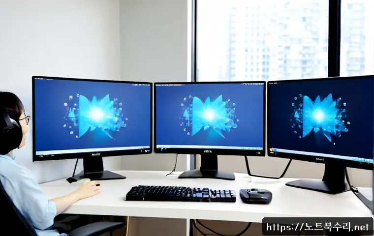 갈매동 Press Ctrl Alt Del to restart - Photorealistic remote IT support workstation in Galmae-dong, modern apartment-office interior, deskt...