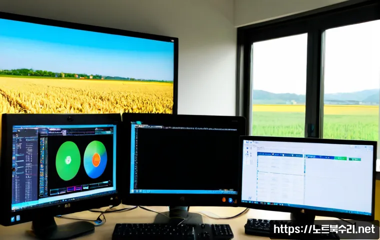 통진읍 BAD_POOL_CALLER - Photorealistic IT support workstation in a small Tongjin-eup office, dual monitors showing a clean a...