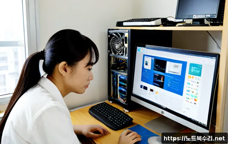 노온사동 컴퓨터 desktop 출장방문수리점 - Photorealistic desktop computer repair technician making a home visit to a compact apartment workspa...