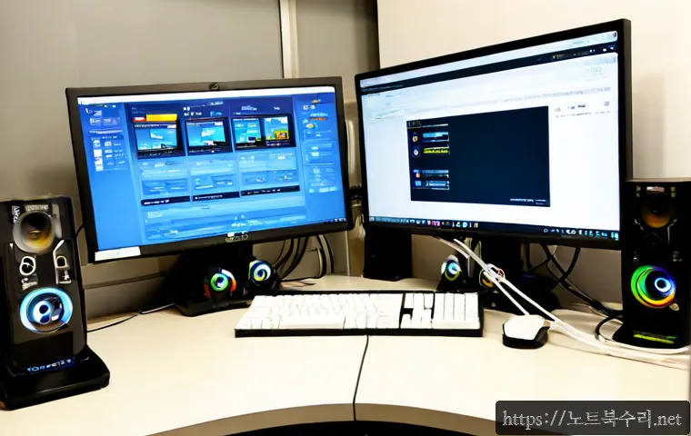 풍산동 케이블연결확인 - Photorealistic remote IT support workstation in Pungsan-dong, technician verifying Ethernet and disp...