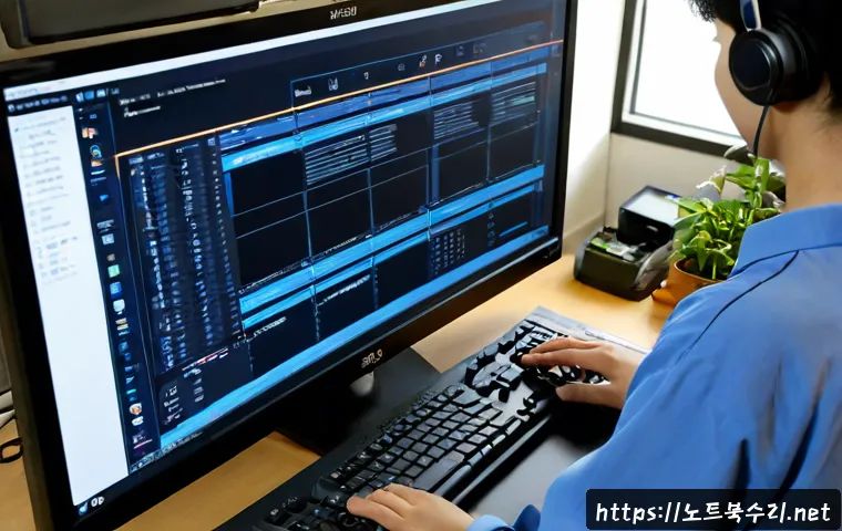 난곡동 VENDOR_DEFINED_ERROR - Photorealistic remote-support workstation in a compact hillside apartment, technician examining a de...