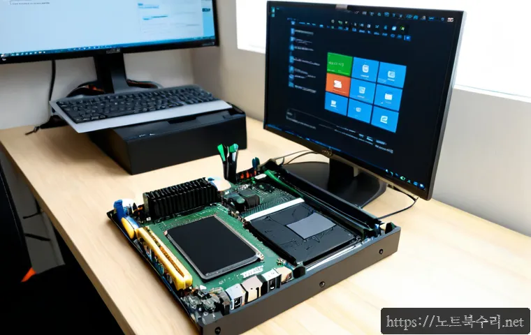 처인구 SSD조립 및 교체수리 - Photorealistic computer repair workstation in a quiet Yongin Cheoin-gu apartment office, technician ...