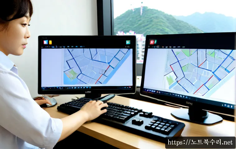 양정동 STATUS_IMAGE_INVALID - Photorealistic remote-support workstation in Yangjeong-dong, Busan, dual monitors displaying a clean...