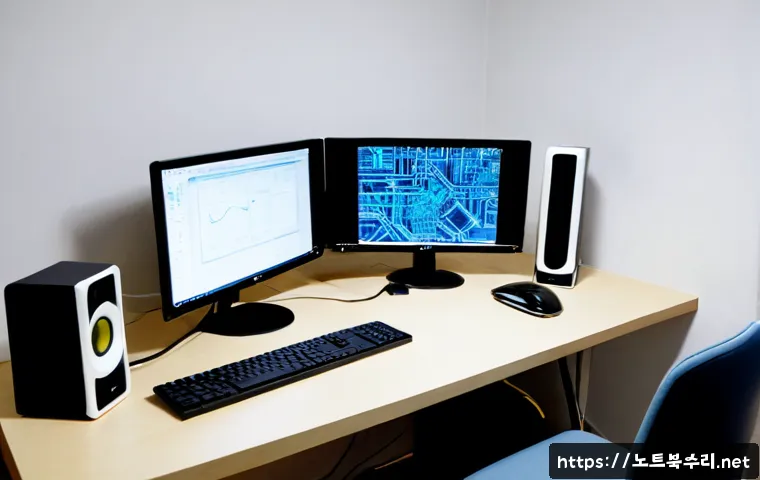 궁동 STATUS_KERNEL_CONNECTION_TIMEOUT - Photorealistic product design workstation in a compact Gung-dong apartment studio, dual monitors sho...