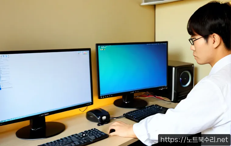 임학동 프리도스 윈도우설치 - Photorealistic computer repair workstation in a compact Imhak-dong apartment office, technician inst...