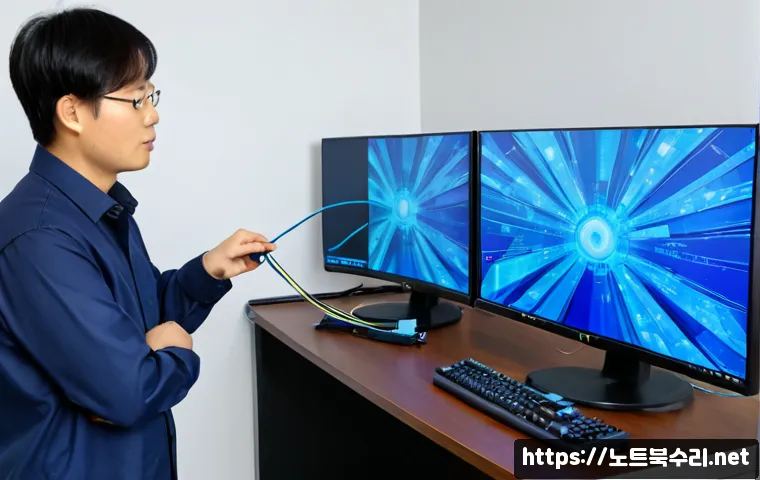 서탄면 DPC_WATCHDOG_VIOLATION - Photorealistic remote-support workstation in a quiet Seotan-myeon industrial office, dual monitors s...