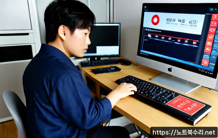 중리동 STATUS_UNSUCCESSFUL - Photorealistic remote-support workstation in a compact Jungni-dong apartment office, desktop monitor...