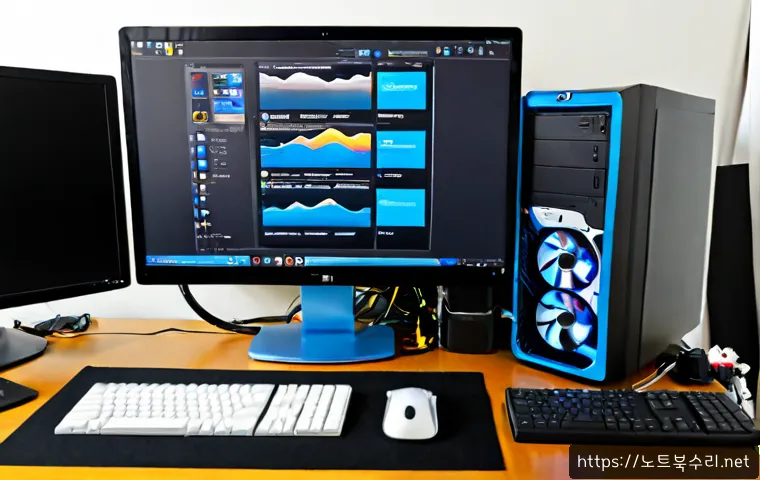 사직동 pc복구중 - Photorealistic PC recovery workstation in a compact Sajik-dong apartment office, technician reconnec...