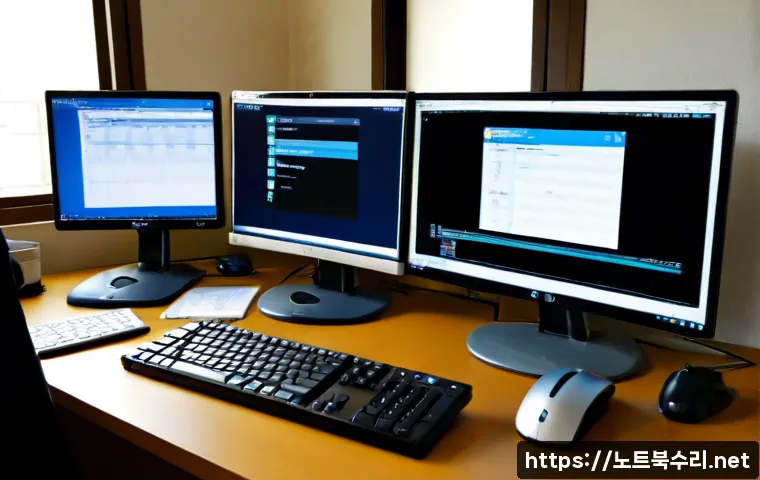 이목동 STATUS_FILE_IN_USE - Photorealistic software support workstation, Korean-style apartment office in a quiet suburban distr...