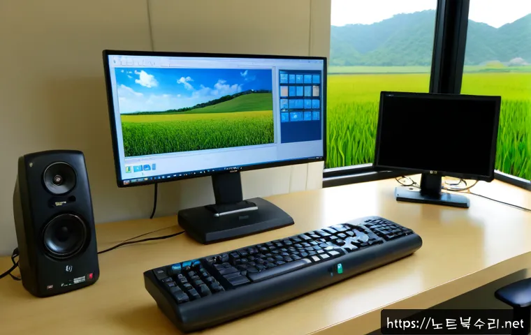 은현면 STATUS_SYSTEM_PROCESS_TERMINATED - Photorealistic remote-support workstation in a quiet rural Korean office, dual monitors showing a cl...