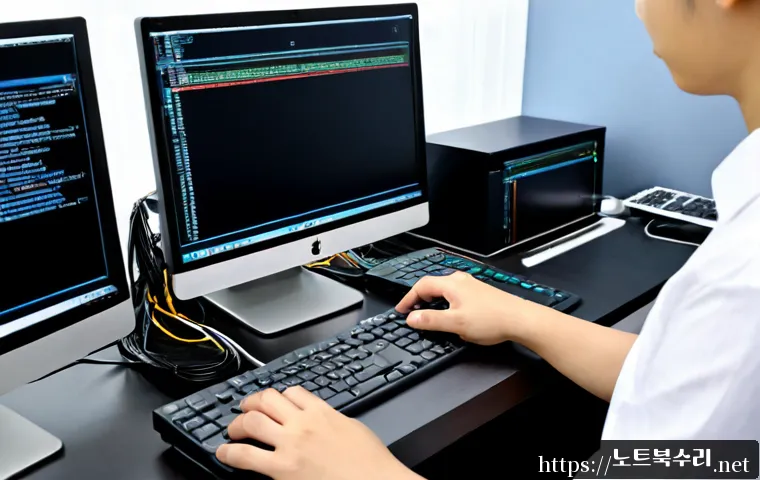 궁동 centos재설치 포맷 초기화 - Photorealistic remote IT support workstation in a compact university-district office, technician pre...