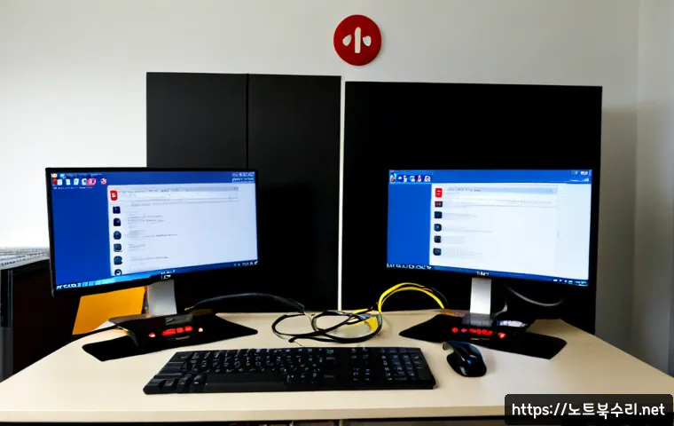 고암동 STATUS_IMAGE_CHECKSUM_MISMATCH - Photorealistic remote-support workstation in a compact Goeam-dong apartment office, dual monitors sh...