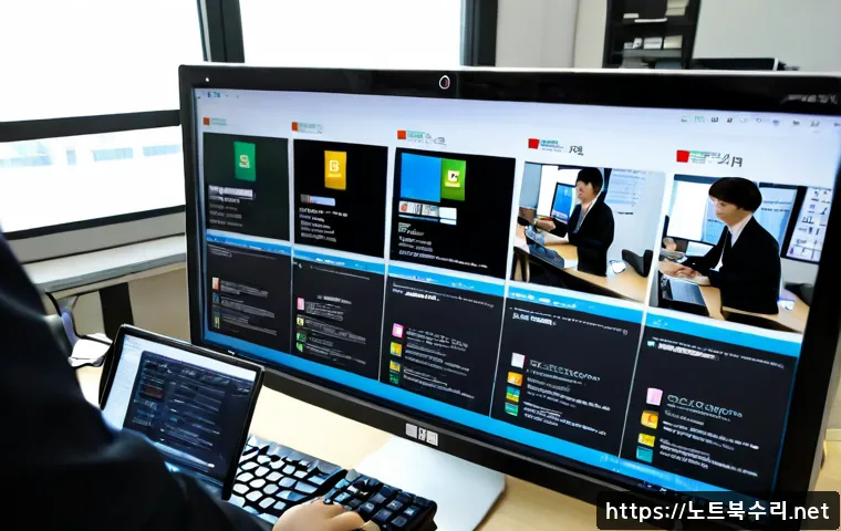 고천동 PROCESS_HAS_LOCKED_PAGES - Photorealistic remote-support workstation in a compact Gocheon-dong office, IT specialist viewing a ...