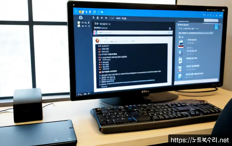 상거동 STATUS_PRIVILEGED_INSTRUCTION - Photorealistic remote-support workstation in a quiet Korean apartment, desktop monitor showing a gen...