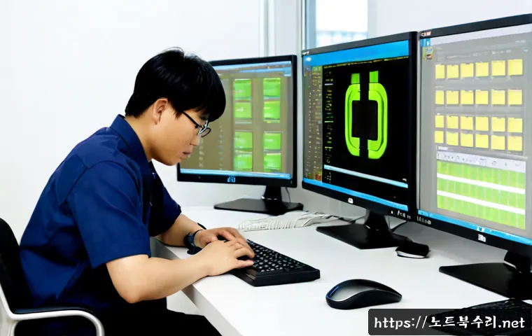 호법면 VENDOR_DEFINED_ERROR - Photorealistic remote-support workstation in a quiet Hobeop-myeon industrial office, dual monitors s...
