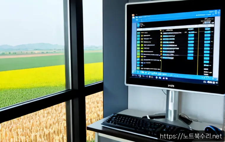 모가면 STATUS_KERNEL_STACK_CORRUPTION - Photorealistic remote-support workstation in a quiet rural office near Moga-myeon, dual monitors sho...