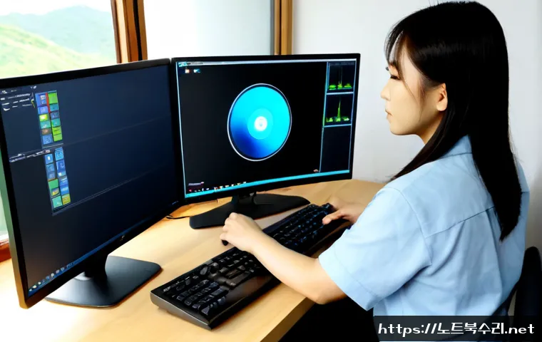 지평면 본체 꺼졌다 켜졌다 할때 - Photorealistic remote-support workstation in a quiet Jipyeong-myeon home office, desktop tower repea...