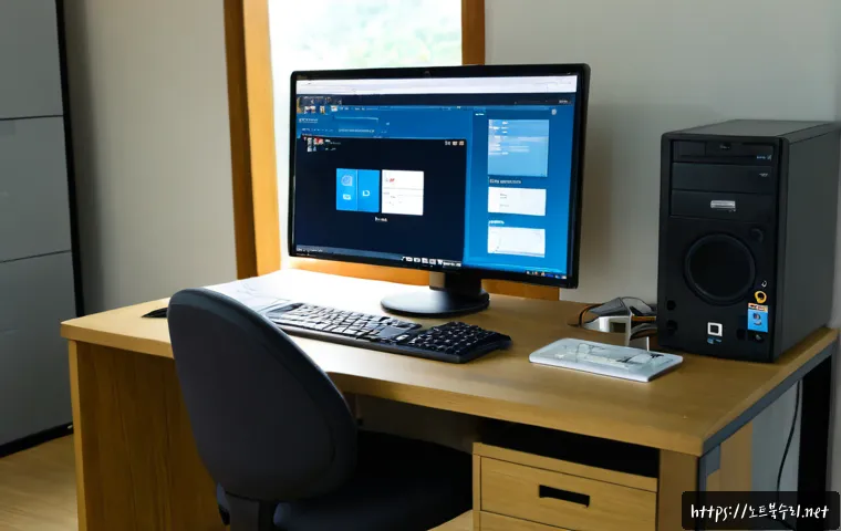 양동면 운영체제 os 재설치 포맷 초기화 - Photorealistic rural Korean home office in Yangdong-myeon, desktop workstation showing a clean opera...