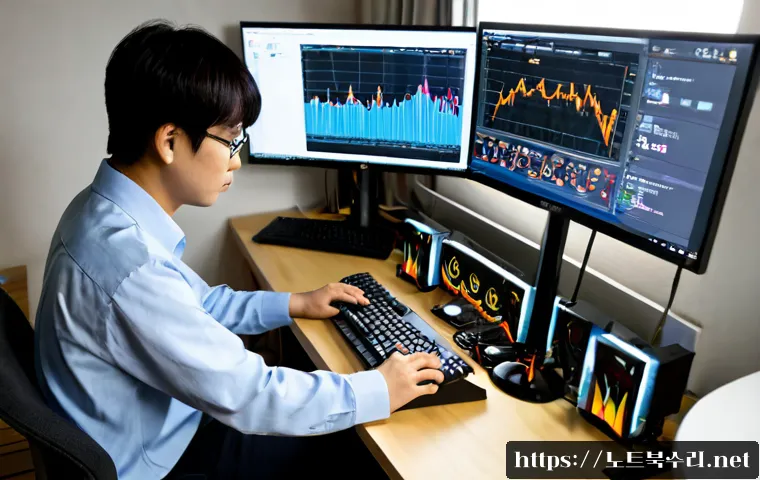 토정동 오버클럭 뚜따 - Photorealistic remote PC support workstation in a compact Tojeong-dong apartment office, technician ...
