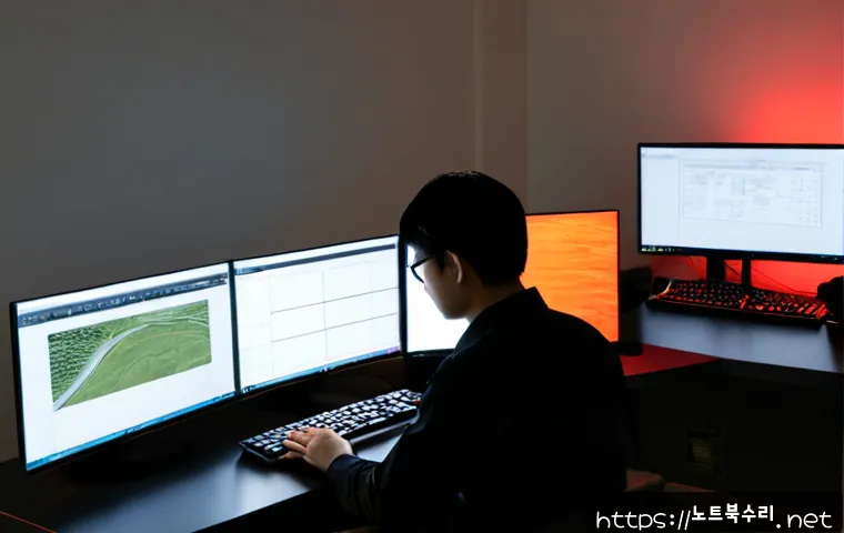 자곡동 STATUS_INVALID_OBJECT - Photorealistic workstation in a modern apartment office near low green hills, a support engineer exa...