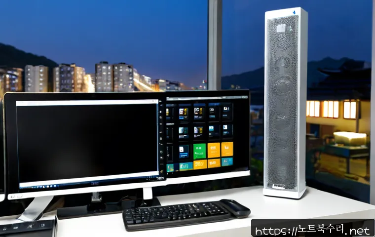 응암동 HARDWARE_FAILURE - Photorealistic remote support workstation in a compact Eungam-dong apartment office, desktop tower o...