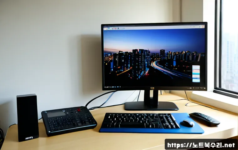 원문동 STATUS_KERNEL_NETWORK_ERROR - Photorealistic remote-support workstation in a quiet Wonmun-dong apartment office, dual monitors sho...