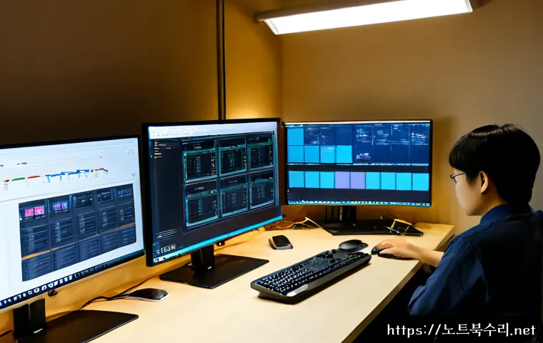 해곡동 STATUS_INSUFFICIENT_RESOURCES - Photorealistic remote-support workstation in a compact Haegok-dong apartment office, dual monitors s...