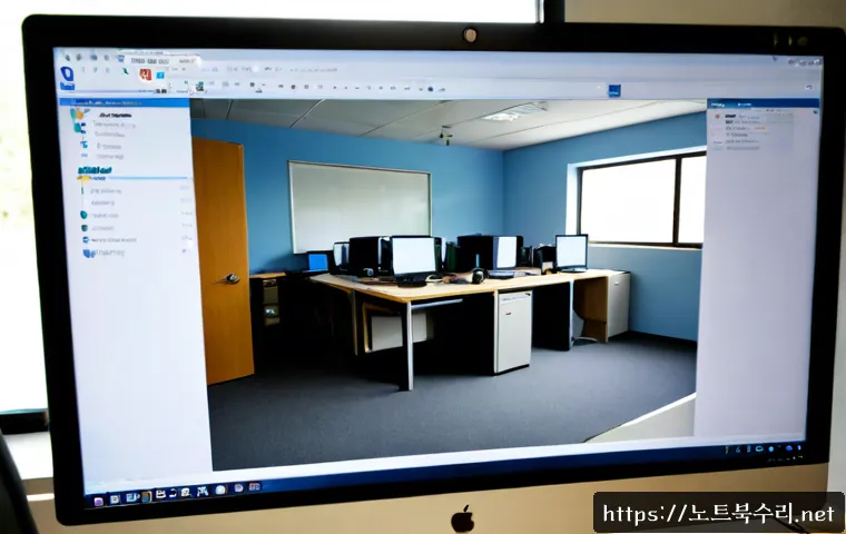군내면 SESSION3_INITIALIZATION_FAILED - Photorealistic IT support workstation in a quiet rural Korean county office, desktop monitor showing...