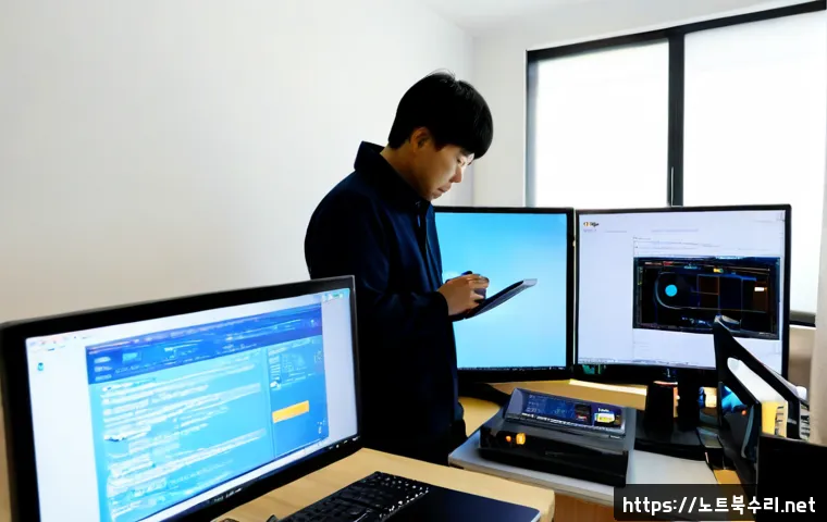 사곡동 CRITICAL_OBJECT_TERMINATION - Photorealistic remote-support workstation in a quiet Sagok-dong apartment office, dual monitors disp...