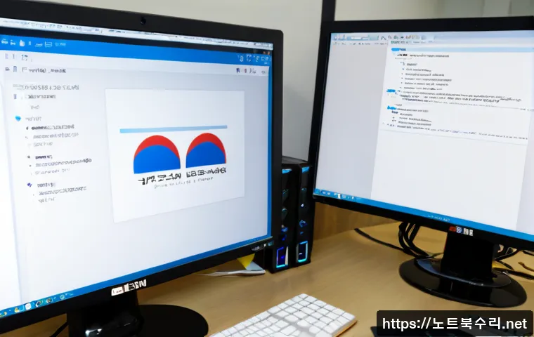 주자동 centos재설치 포맷 초기화 - Photorealistic IT support workstation during a clean operating system reinstall, dual monitors showi...
