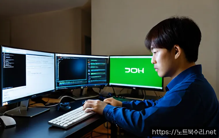 누상동 윈도우11 windows11 재설치 포맷 초기화 - Photorealistic remote-support workstation in a quiet hillside apartment near Nusang-dong, a desktop ...