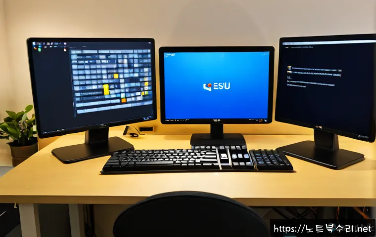 내수동 Press Ctrl Alt Del to restart - Photorealistic remote-support workstation in Naesu-dong, hands using a compact keyboard with three k...