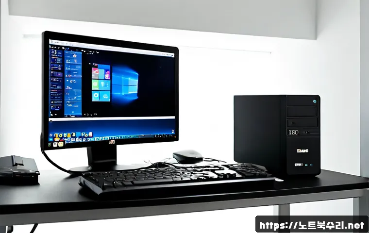 시흥동 해킨토시 재설치 포맷 초기화 - Photorealistic desktop support workstation in a compact Siheung-dong apartment office, unbranded all...