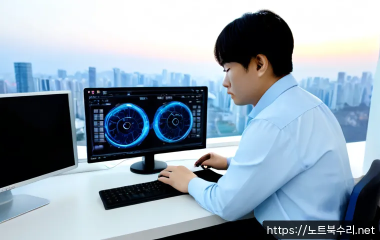 구래동 WIN32K_LOCK_HELD_TOO_LONG - Photorealistic remote IT support workstation in a modern Gurae-dong apartment office, dual monitors ...