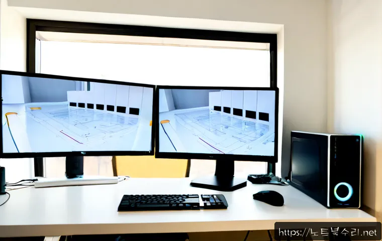 중면 중고컴퓨터 pc 출장판매설치 - Photorealistic compact computer service workspace in a Jungmyeon apartment, technician installing a ...