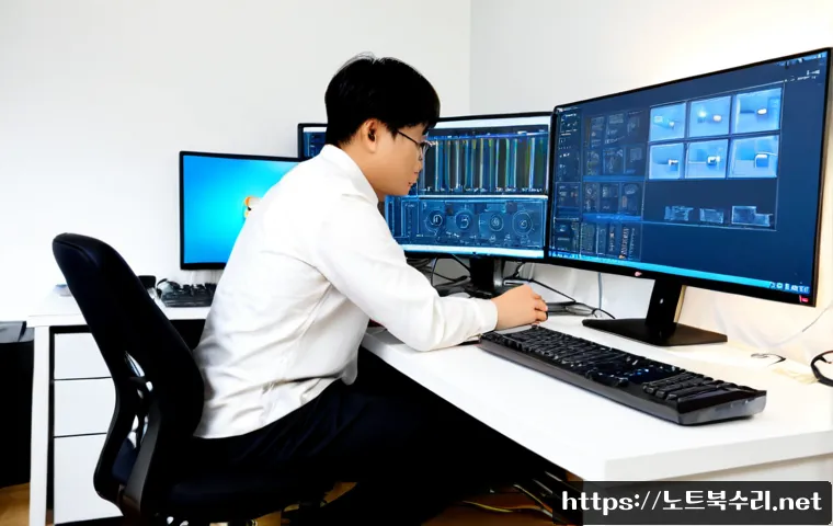 백석동 STATUS_KERNEL_DISK_ERROR - Photorealistic PC repair workstation in a modern Baekseok-dong apartment office, open desktop tower ...