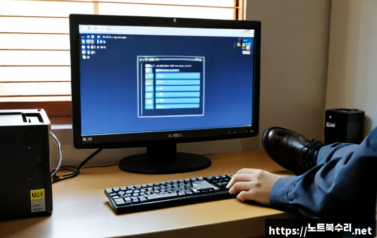 목상동 STATUS_KERNEL_BOOT_DRIVE_ERROR - Photorealistic remote IT support workstation in a compact Korean apartment office, desktop monitor s...