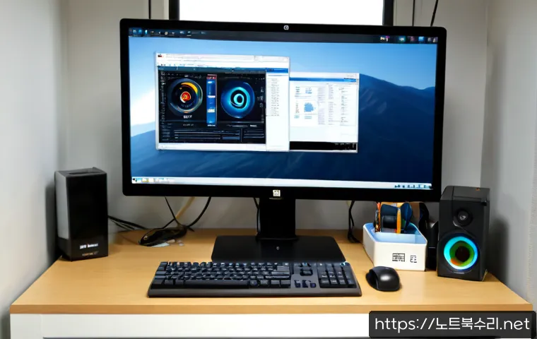 낙양동 부팅안됨 - Photorealistic desktop support workstation in a compact Korean apartment office, powered-off tower P...