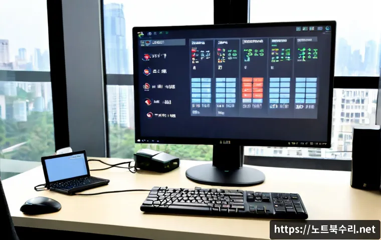송포동 STATUS_INVALID_LOCK_SEQUENCE - Photorealistic IT support workstation in a modern Songpo-dong office, desktop monitor showing a clea...