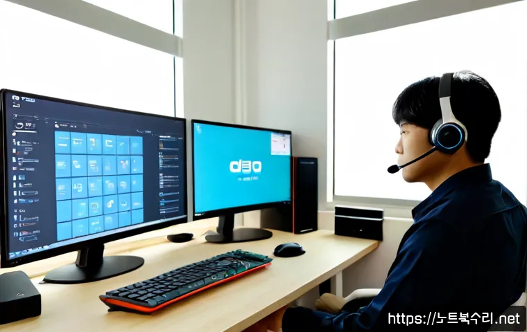 덕이동 STATUS_KERNEL_DISK_ERROR - Photorealistic remote-support workstation in a modern Deogi-dong home office, dual monitors showing ...