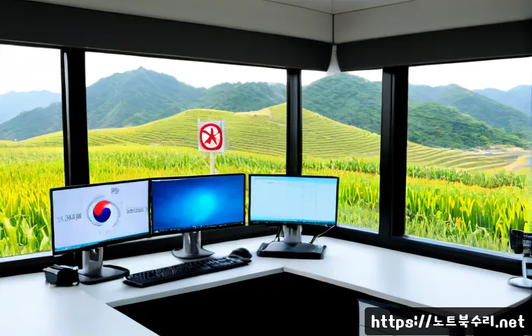 백사면 STATUS_FLOAT_INVALID_OPERATION - Photorealistic engineering workstation in a quiet rural Korean office, dual monitors showing a compl...