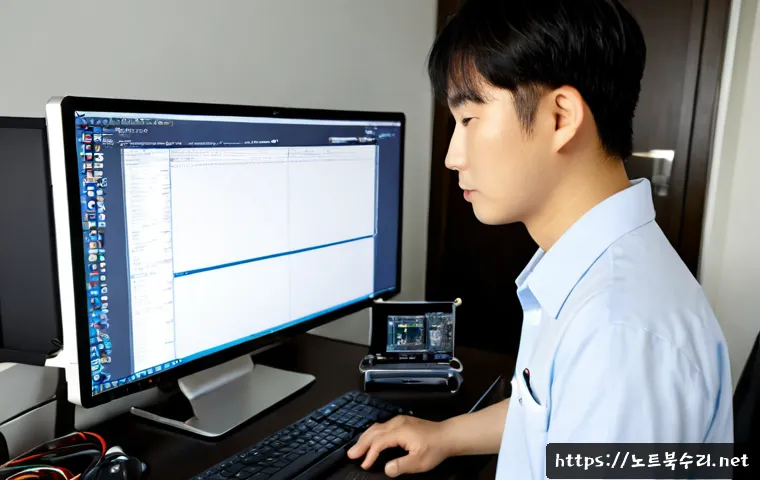 동천동 WHEA_UNCORRECTABLE_ERROR - Photorealistic IT technician diagnosing a powerful desktop workstation in a quiet Dongcheon-dong apa...