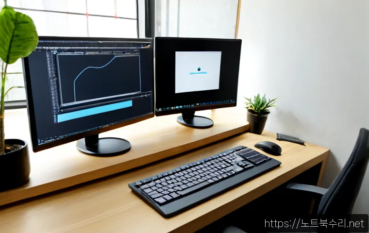 연남동 SESSION3_INITIALIZATION_FAILED - Photorealistic remote-support workstation in a compact Yeonnam-dong studio office, dual monitors sho...