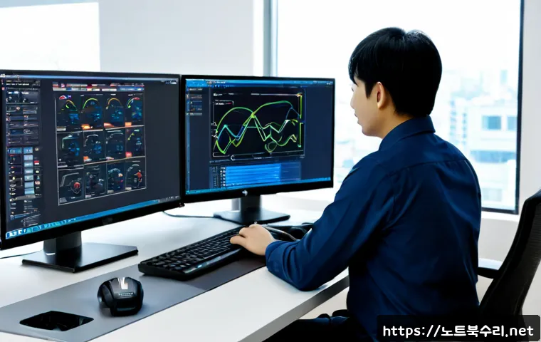 논곡동 STATUS_KERNEL_CONNECTION_TIMEOUT - Photorealistic IT support workstation in a modern office near Nongok-dong, dual monitors showing abs...